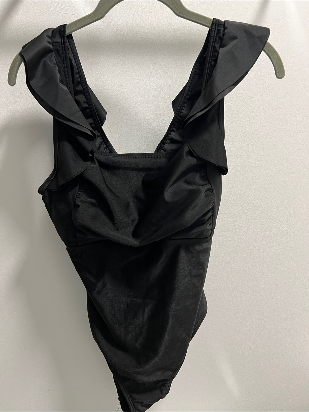 NWT LUXURY BLACK One-Piece Swimsuit Ruffle-Shoulder by Bottoms Up Bikinis S - Picture 2 of 8